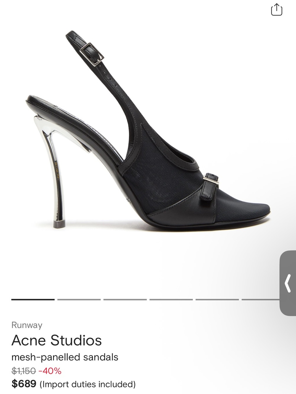 Acne Black Mesh and Leather Slingback Heels